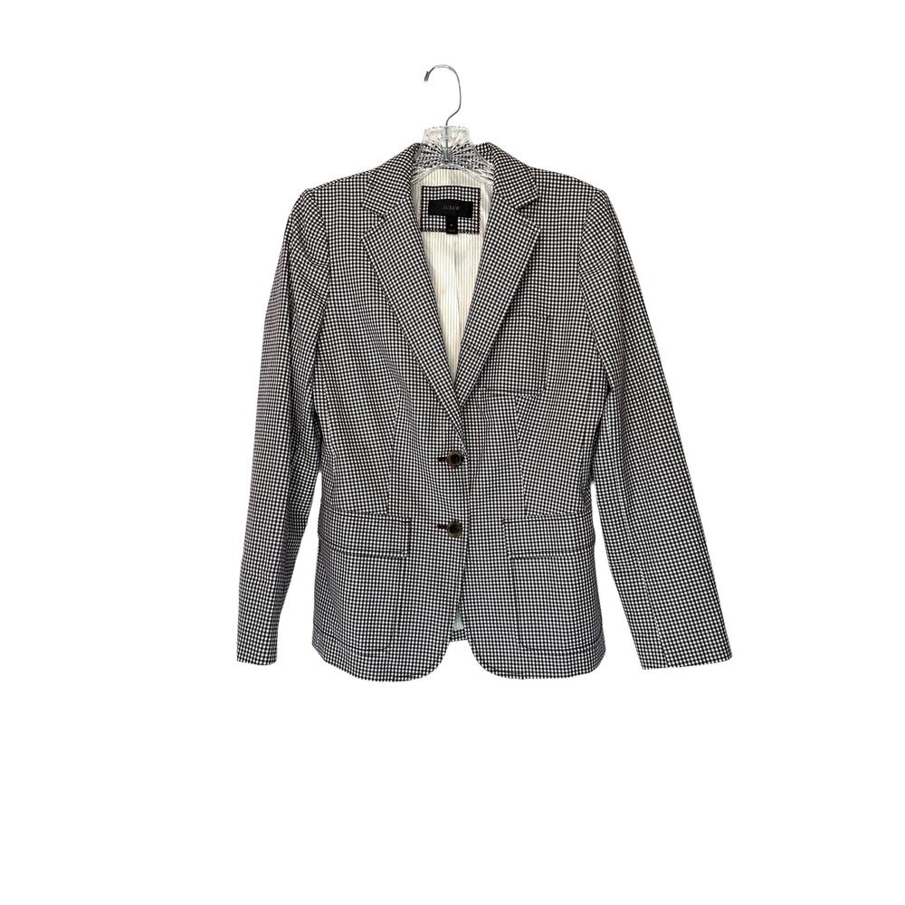 J.Crew‎ Navy Burgundy Preppy Academia Rhodes Micro Houndstooth Blazer Size 4